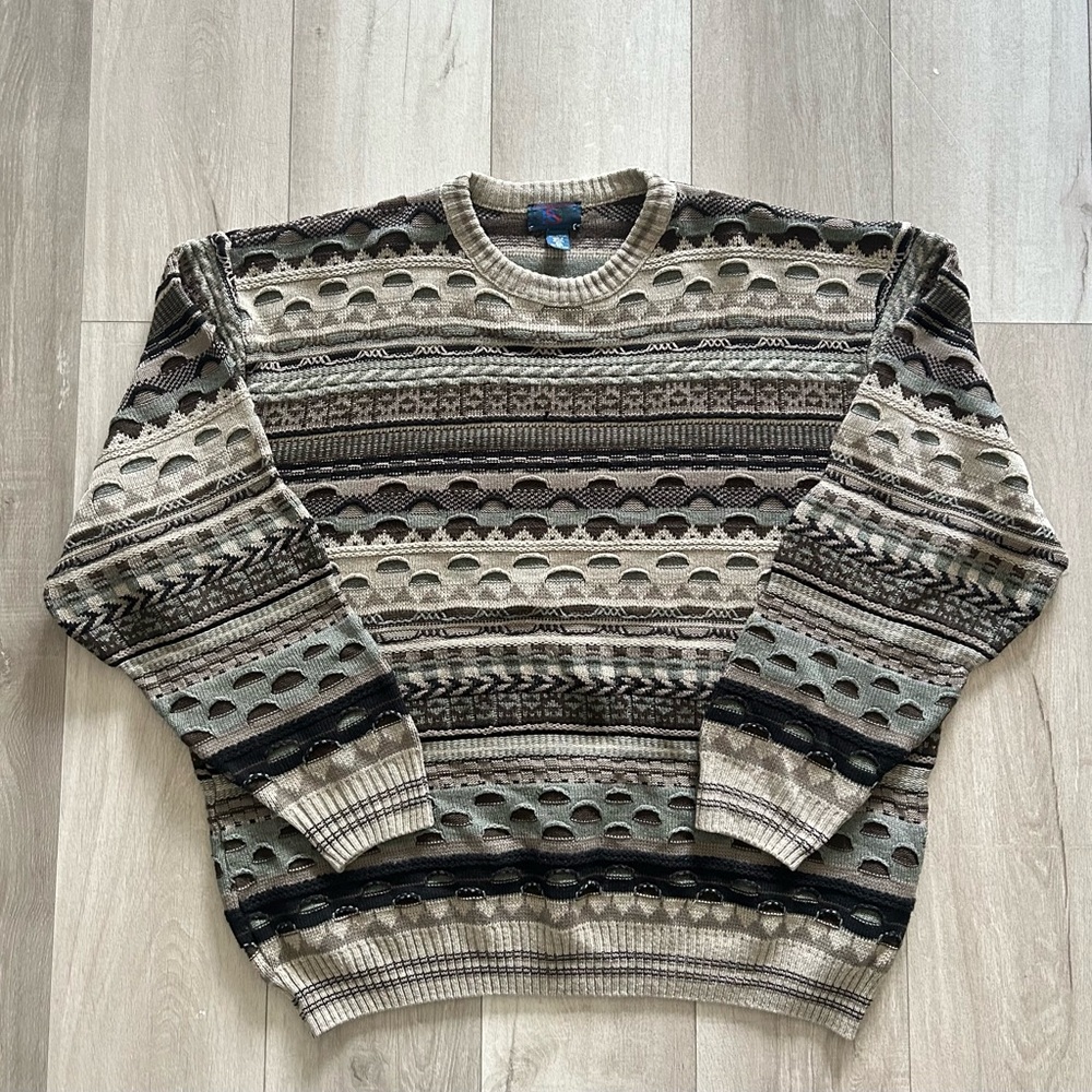 Salmon River Traders Fisherman Style 3D Knit Sweater Vintage 90's